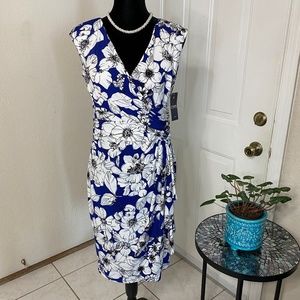 Chaps - Blue Floral Sleeveless Dress